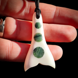 Whale Tail Jade & Bone Carving Pendant Necklace - NZ Maori Inspired