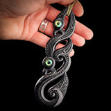 XXL Double Manaia Black Bone Carving Pendant Necklace