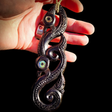 XL Double Manaia Black Bone Carving Pendant Necklace - NZ Maori Inspired