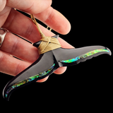 Whale Tail Black Bone Carving Pendant Necklace