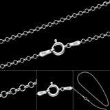 Solid 925 Italian Sterling Silver 2mm Rolo Chain Necklace