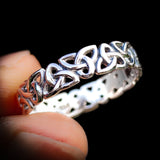 (O) Solid 925 Sterling Silver Trinity Knot Celtic Band Ring