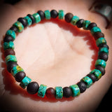Raw Cherry Amber & Natural Turquoise Elastic Bracelet