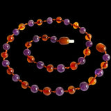 Amber Teething Necklace - Polished Cognac & Amethyst