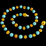 Amber Teething Necklace Polished Honey & Amazonite