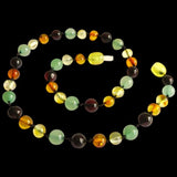 Amber Teething Necklace - Mixed Polished Amber & Aventurine