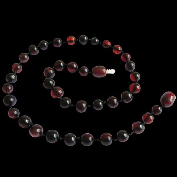 Amber Teething Necklace, Polished Cherry Amber