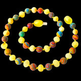 Amber Teething Necklace - Raw Butter & Rainbow Malachite