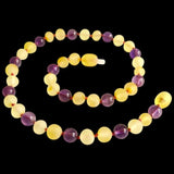 Amber Teething Necklace - Raw Lemon & Amethyst