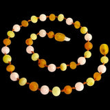 Amber Teething Necklace - Raw Honey, Butter & Rose Quartz