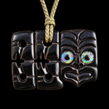 Hei Tiki Black Bone Carving Pendant Necklace
