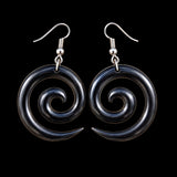 Koru Black Bone Carving Earrings