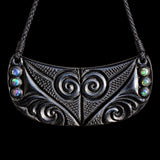 Koru Etched XL Black Breastplate Bone Carving Pendant Necklace