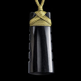 Notched Toki Black Bone Carving Pendant Necklace