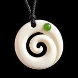 Koru Jade & Bone Carving Pendant Necklace