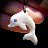 Natural Carved Maori Bone Carving Pendant Necklace - Dolphin