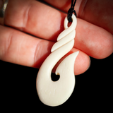 Natural Carved Maori Bone Carving Pendant Necklace - Twist Hook