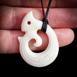 Manaia Koru Bone Carving Pendant Necklace - NZ Maori Inspired
