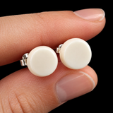 Round Bone Carving Stud Earrings