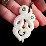 Double Manaia Bone Carving Pendant Necklace - NZ Maori Inspired