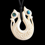 Double Manaia Bone Carving Pendant Necklace