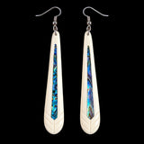 XL Long Oval Drop Bone Carving Earrings
