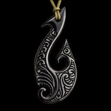 Hammer Head Hook Black Bone Carving Pendant Necklace