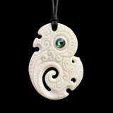 Etched Manaia Bone Carving Pendant Necklace