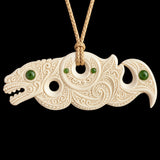 XL Taniwha Breastplate Bone Carving Pendant Necklace
