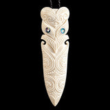 Taiaha Tiki Bone Carving Pendant Necklace