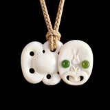 Small Hei Tiki Bone & Jade Carving Pendant Necklace
