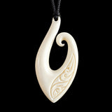Etched Hook Bone Carving Pendant Necklace