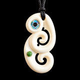 Double Koru Manaia Bone Carving Pendant Necklace