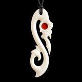 Red Eye Manaia Bone Carving Pendant Necklace