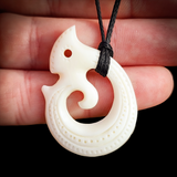 Manaia Koru Bone Carving Pendant Necklace