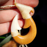 Natural Carved Maori Bone Carving Pendant Necklace - Hook Wood & Bone