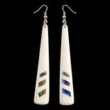 Drop Paua Bottom Bone Carving Earrings