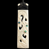 XL Family of Manaia Toki Bone Carving Pendant Necklace