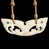Pekapeka Double Manaia Plate Bone Carving Pendant Necklace