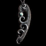 XL Manaia Black Bone Carving Pendant Necklace