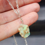 Solid Sterling Silver & Natural Raw Ethiopian Opal Handmade Necklace