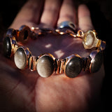 Copper & Natural Obsidian Chain Bracelet
