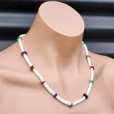 White Coconut & Mixed Gemstone Surfer Choker Necklace