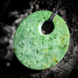 NZ Greenstone Pounamu Disk Pendant Necklace (N430)