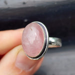 (T) Solid 925 Sterling Silver & Natural Rose Quartz Rustic Handmade Ring