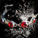 Solid Sterling Silver & Natural Garnet Handmade Chain Bracelet