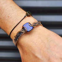 Handmade Copper & Natural Lapis Lazuli Wrap Cuff Bracelet