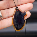 Natural Black Agate Free Shape Pendant Necklace (1BBB271)