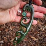 Natural Jade XL Manaia Pendant Necklace (N1102)