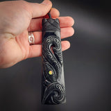 Natural Black Jade XL Manaia Toki Pendant Necklace (N2176)
